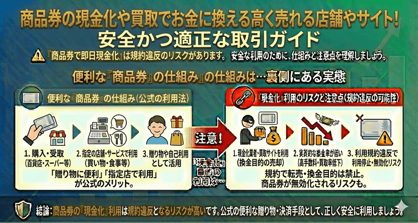 商品券の現金化や買取でお金に換える高く売れる店舗やサイト！安全かつ適正な取引ガイド