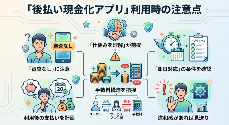 後払い現金化アプリの注意点