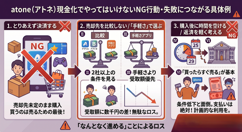atone現金化のNG行動