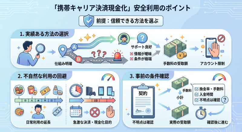 キャリア決済現金化の安全利用のポイント