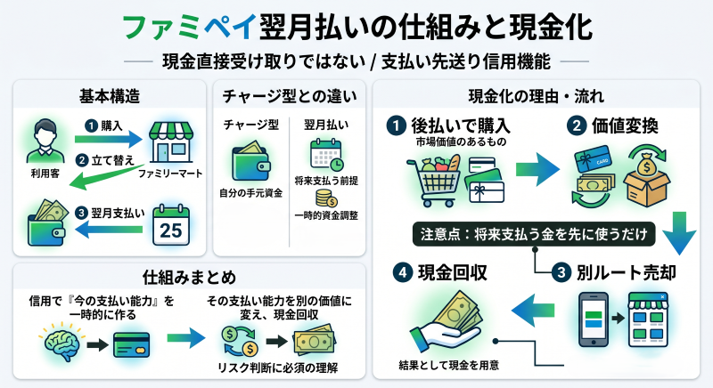 ファミペイ翌月払い現金化の仕組み