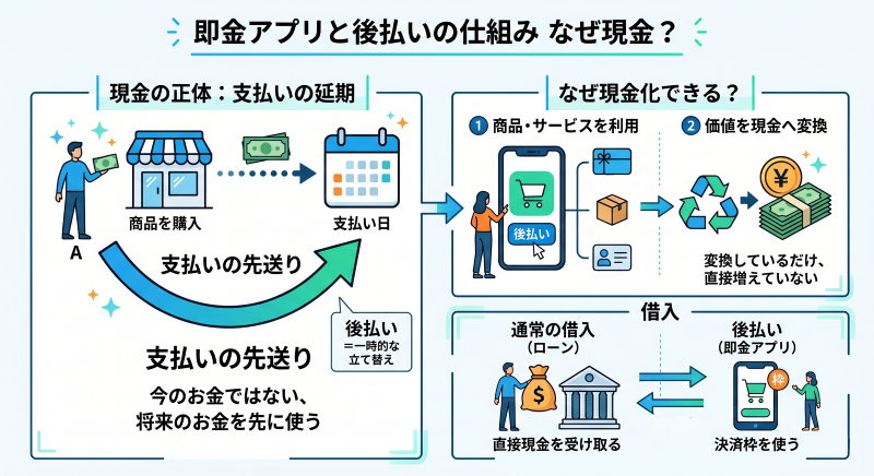 即金アプリと後払いの仕組み